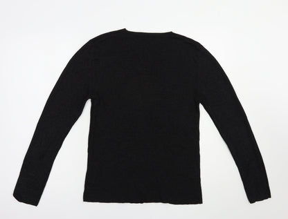 Dunnes Stores Womens Black V-Neck  Viscose Pullover Jumper Size 14