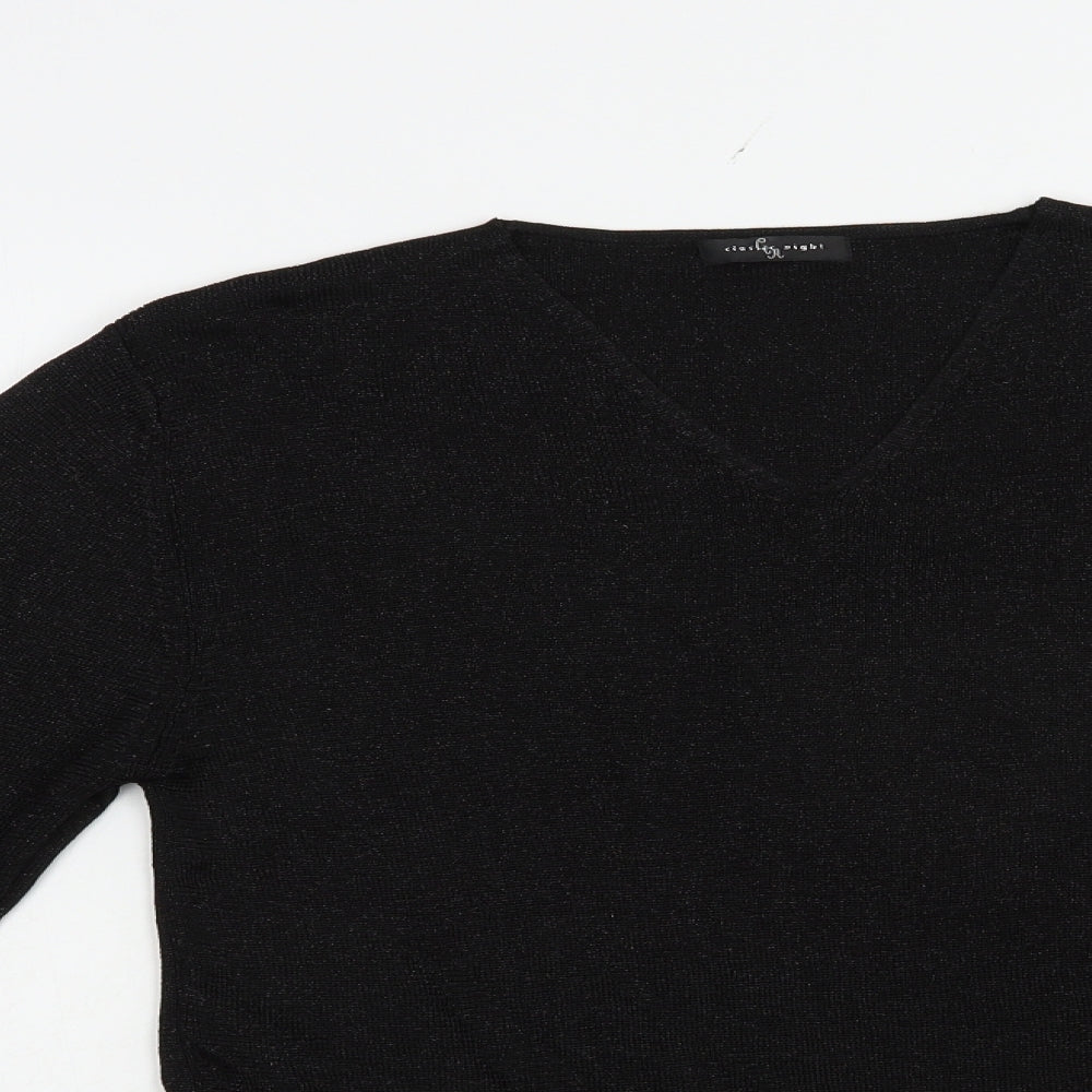 Dunnes Stores Womens Black V-Neck  Viscose Pullover Jumper Size 14