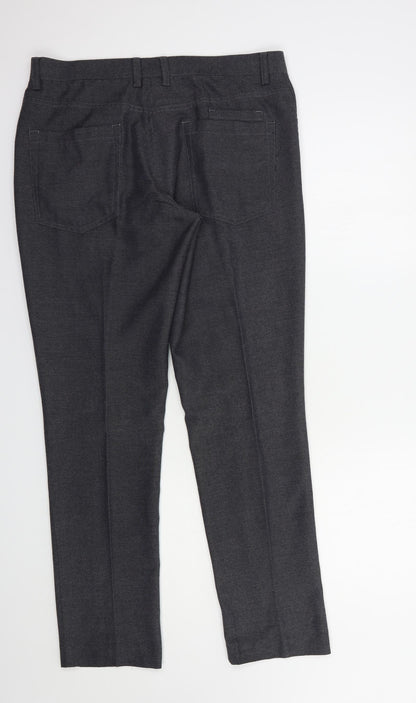 NEXT Mens Grey  Polyester Dress Pants Trousers Size 32 in L31 in Regular Button