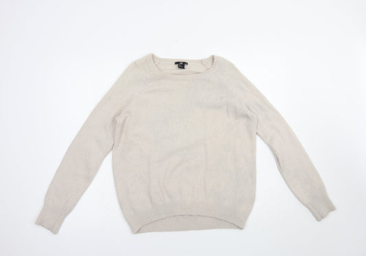 Womens UK Size M H&M Beige Pullover Jumper