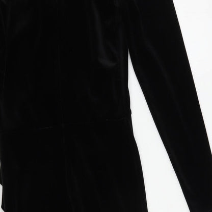 New Look Womens Black  Polyester Bodycon  Size 8  V-Neck Zip