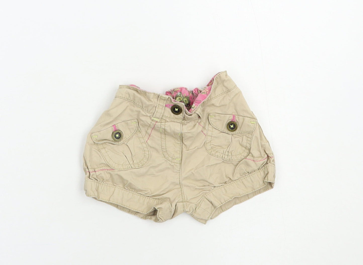 Dunnes Stores Baby Beige  Cotton Cropped Trousers Size 12-18 Months  Button