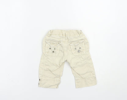 Zara Girls Beige  Cotton Cargo Trousers Size 2-3 Years  Regular Snap