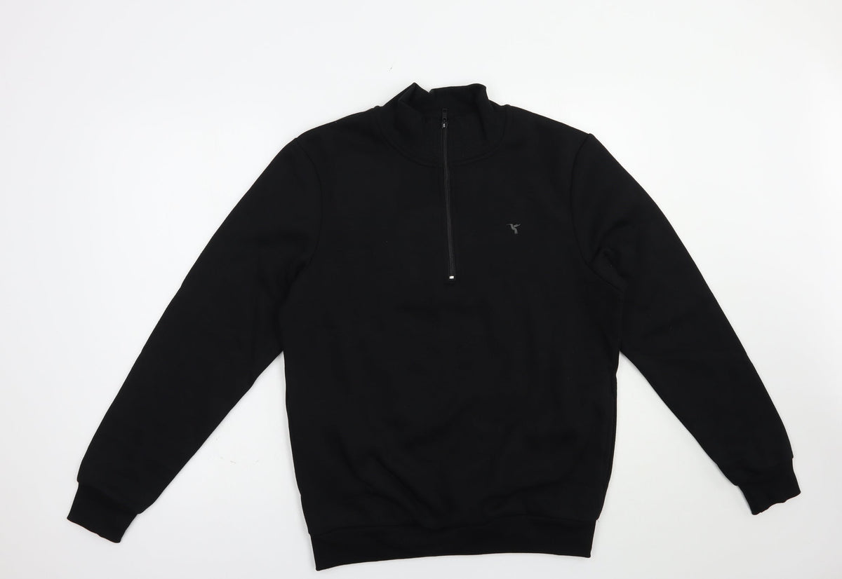 Additional front view of Studio men’s black polyester full zip hoodie, size S
