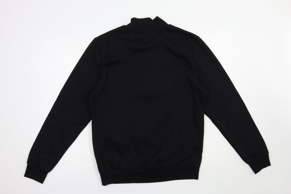 Back view of Studio men’s black polyester full zip hoodie, size S