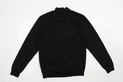 Back view of Studio men’s black polyester full zip hoodie, size S