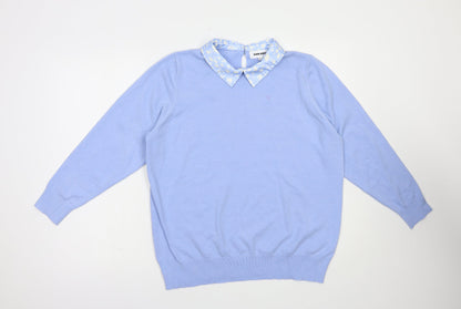 Gerard Womens Blue Collared  Viscose Pullover Jumper Size 14
