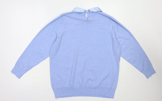Gerard Womens Blue Collared  Viscose Pullover Jumper Size 14