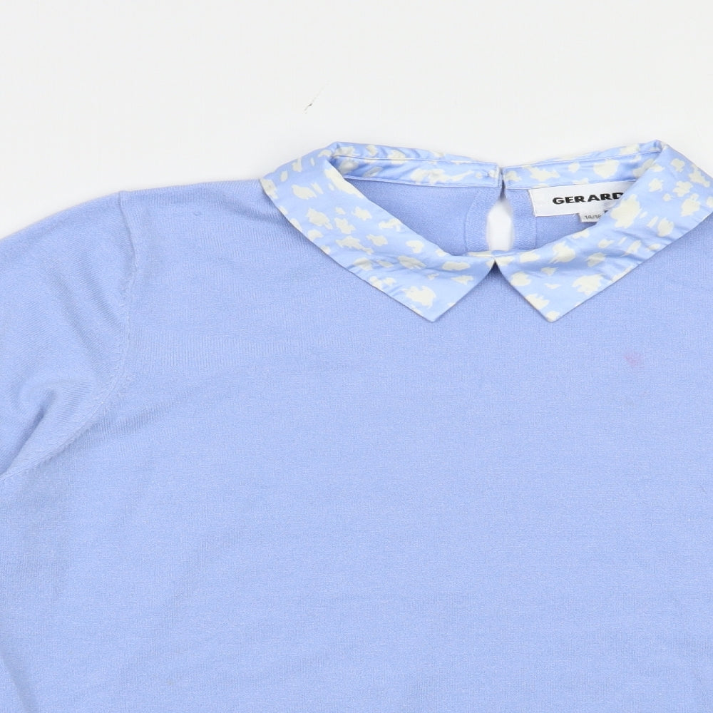 Gerard Womens Blue Collared  Viscose Pullover Jumper Size 14