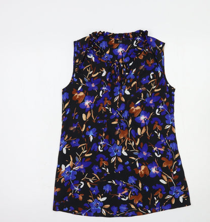 F&F Womens Beige Floral Polyester Basic Blouse Size 8 V-Neck