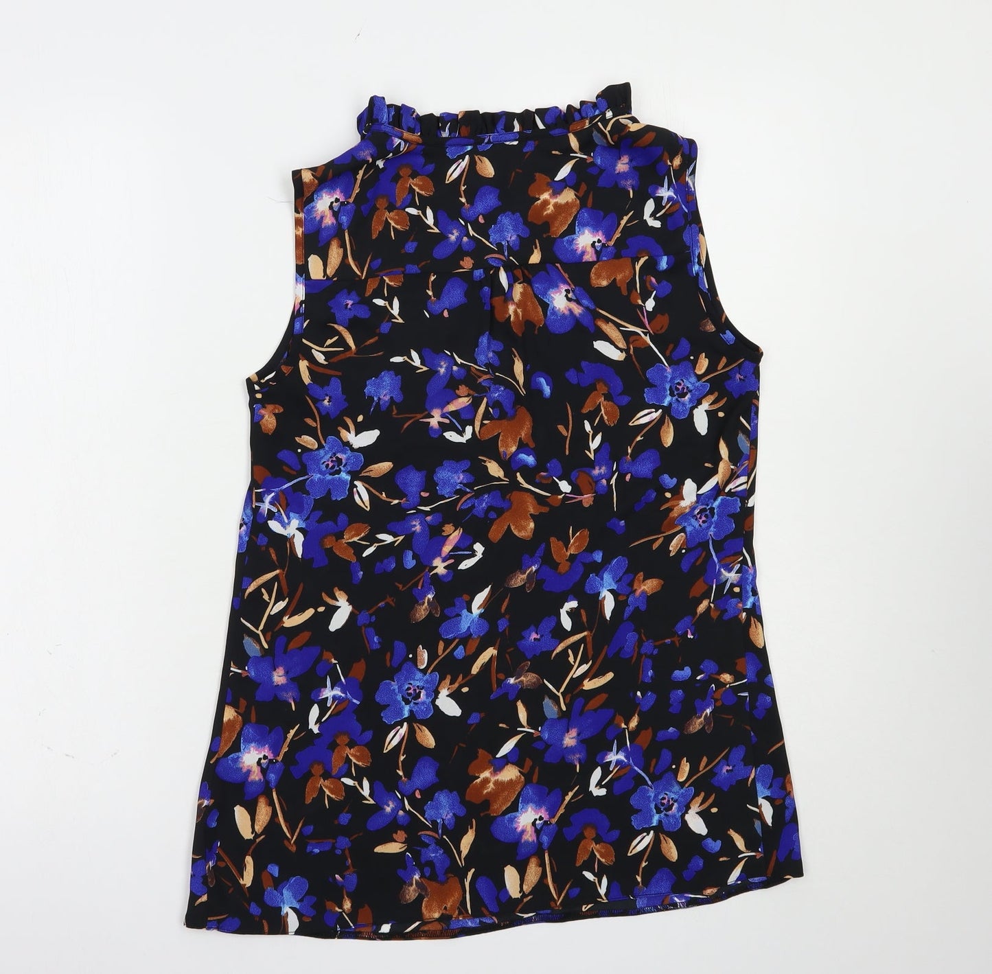 F&F Womens Beige Floral Polyester Basic Blouse Size 8 V-Neck