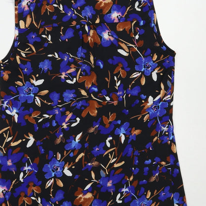 F&F Womens Beige Floral Polyester Basic Blouse Size 8 V-Neck