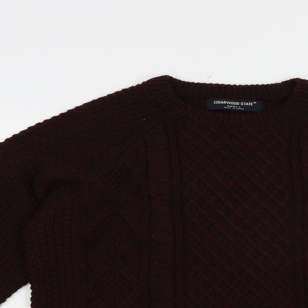 Cedarwood State Mens Purple Crew Neck  Acrylic Pullover Jumper Size S