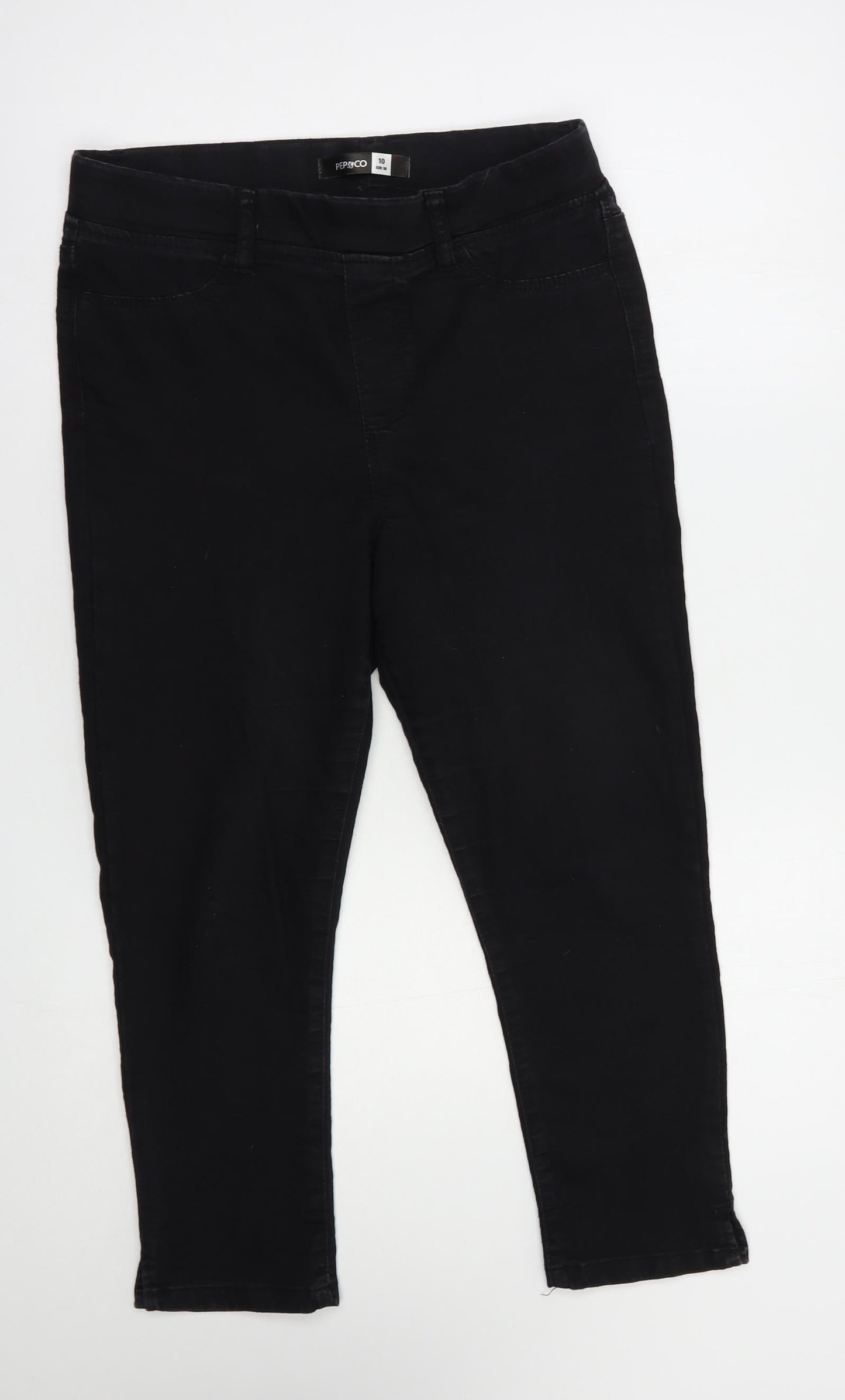 Pep & Co Womens Black  Cotton Cropped Jeans Size 10 L23 in Regular