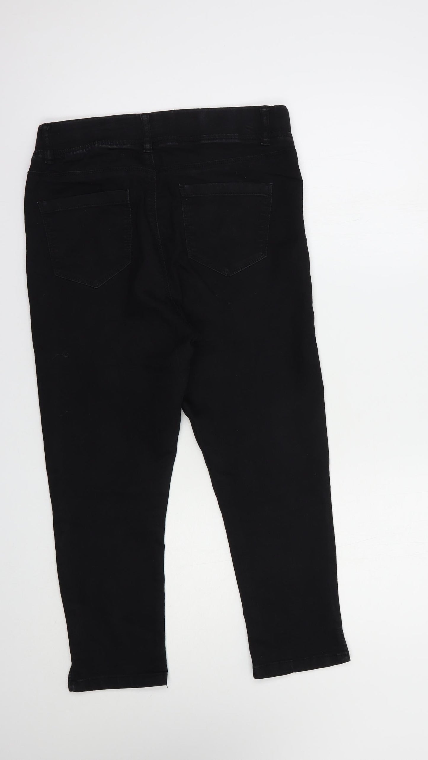 Pep & Co Womens Black  Cotton Cropped Jeans Size 10 L23 in Regular