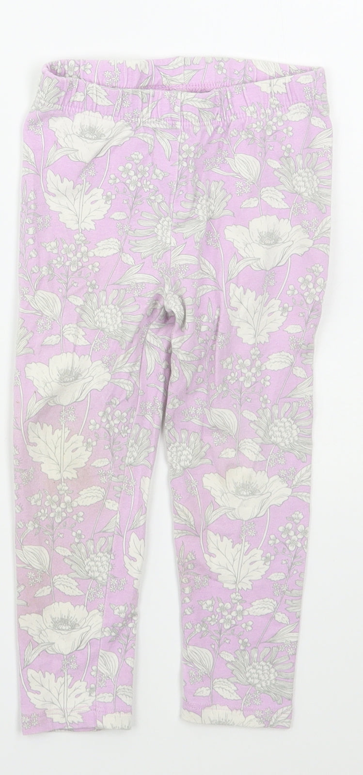 Gap Girls Purple Floral Cotton Carrot Trousers Size 3 Years  Regular