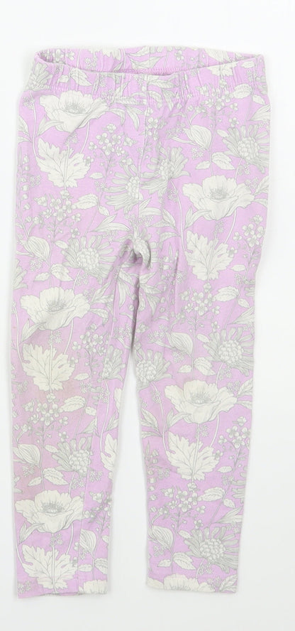 Gap Girls Purple Floral Cotton Carrot Trousers Size 3 Years  Regular