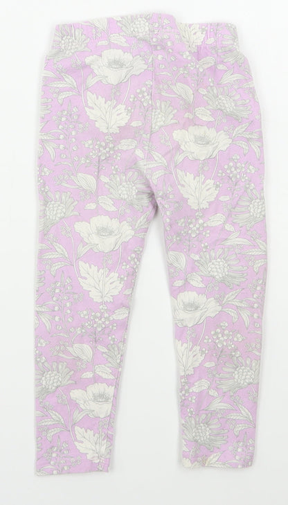 Gap Girls Purple Floral Cotton Carrot Trousers Size 3 Years  Regular