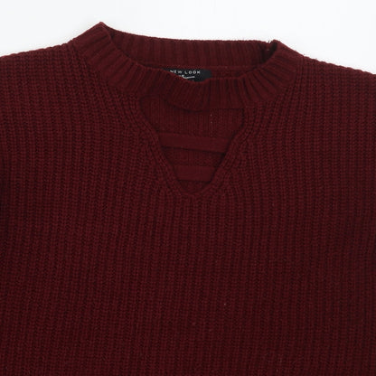 New Look Girls Red Crew Neck  Acrylic Pullover Jumper Size 14-15 Years  Pullover