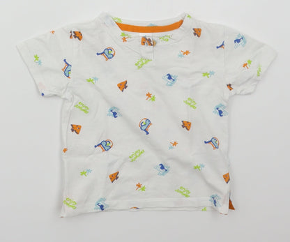 Tex Baby Baby White  Cotton Basic T-Shirt Size 24 Months Henley Pullover - Enjoy Summer