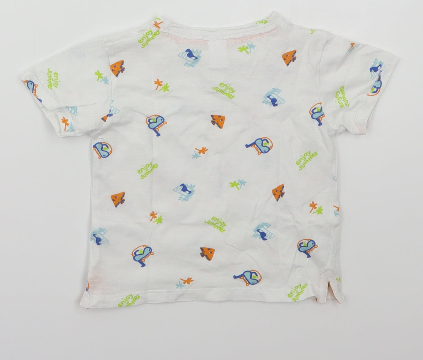 Tex Baby Baby White  Cotton Basic T-Shirt Size 24 Months Henley Pullover - Enjoy Summer
