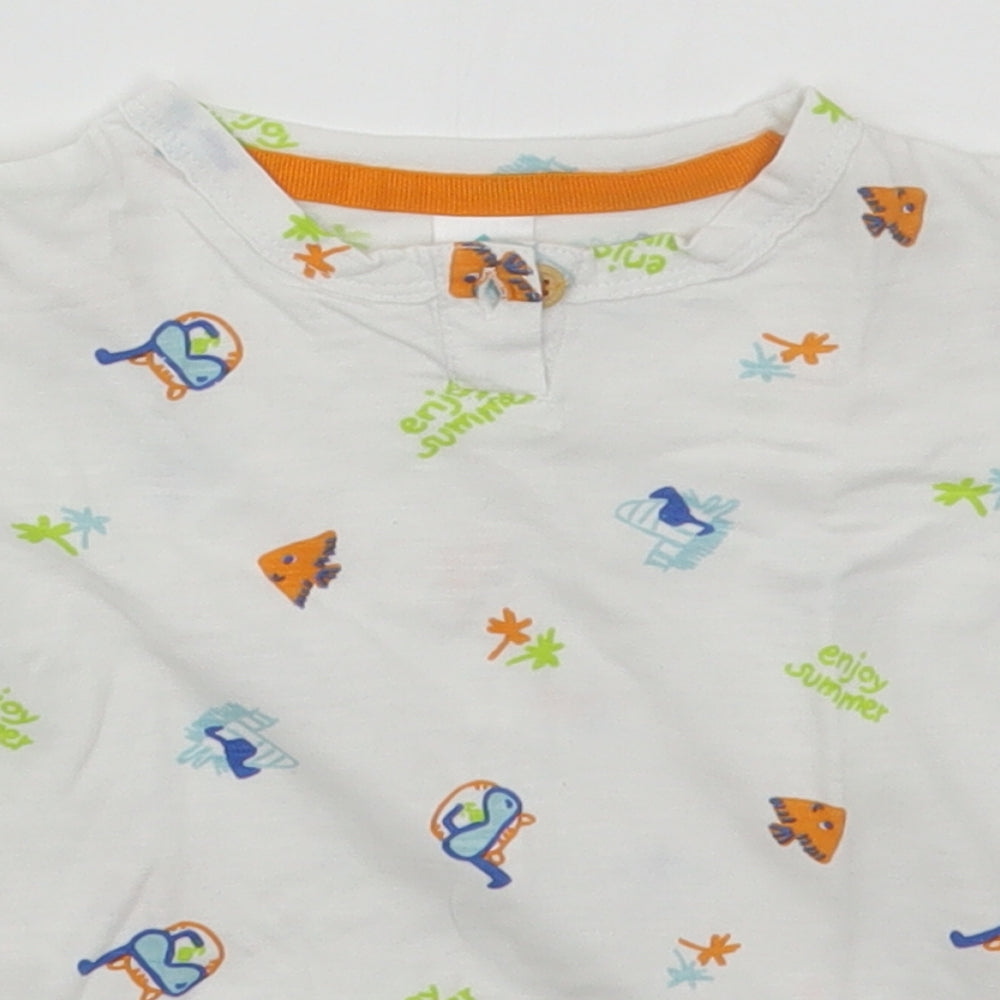 Tex Baby Baby White  Cotton Basic T-Shirt Size 24 Months Henley Pullover - Enjoy Summer