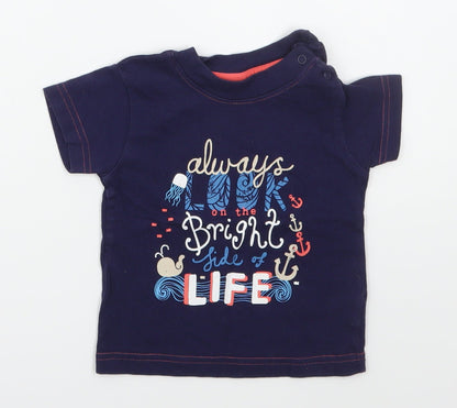 Nutmeg Girls Blue  Cotton Basic T-Shirt Size 6-9 Months Crew Neck Pullover - Always Look on The Bright Side of Life