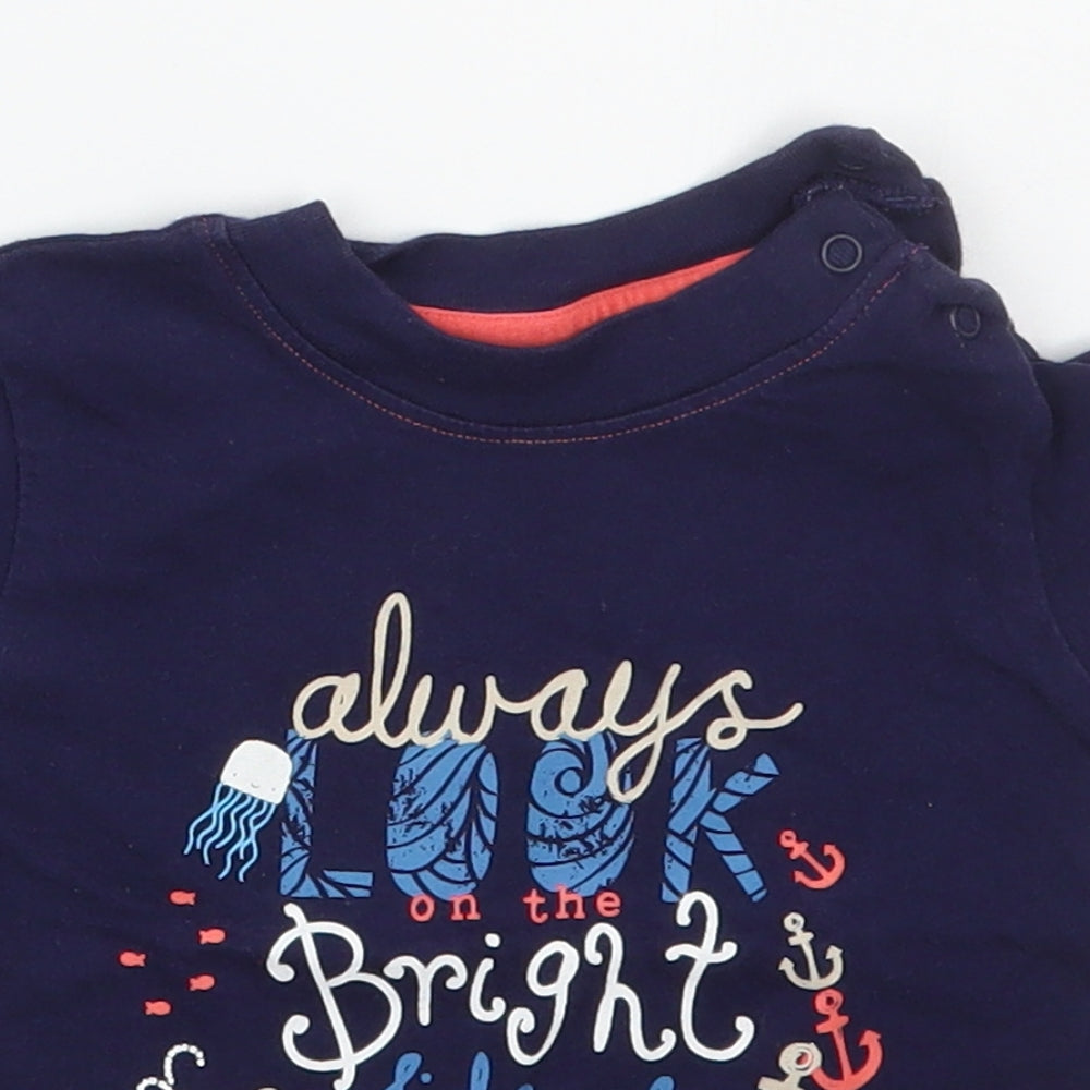 Nutmeg Girls Blue  Cotton Basic T-Shirt Size 6-9 Months Crew Neck Pullover - Always Look on The Bright Side of Life