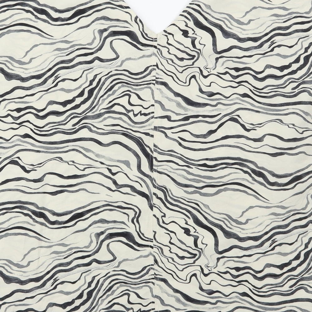 Primark Womens Beige Geometric Polyester Basic Blouse Size 16 V-Neck - Marble Effect