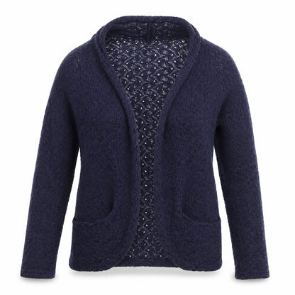 Front view of Oasis women’s black v-neck cotton cardigan jumper, size S