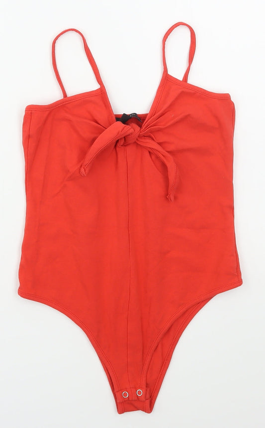 Atmosphere Womens Red  Cotton Bodysuit One-Piece Size 8  Button