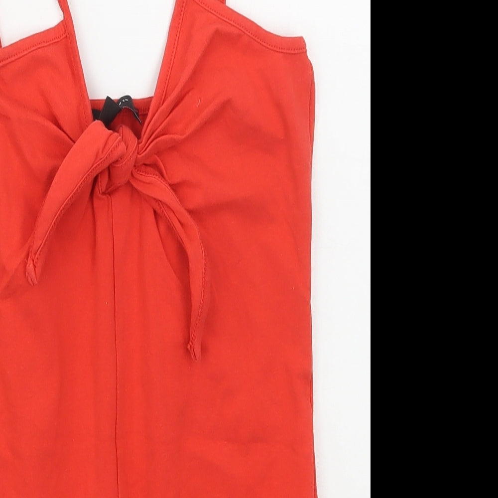 Atmosphere Womens Red  Cotton Bodysuit One-Piece Size 8  Button