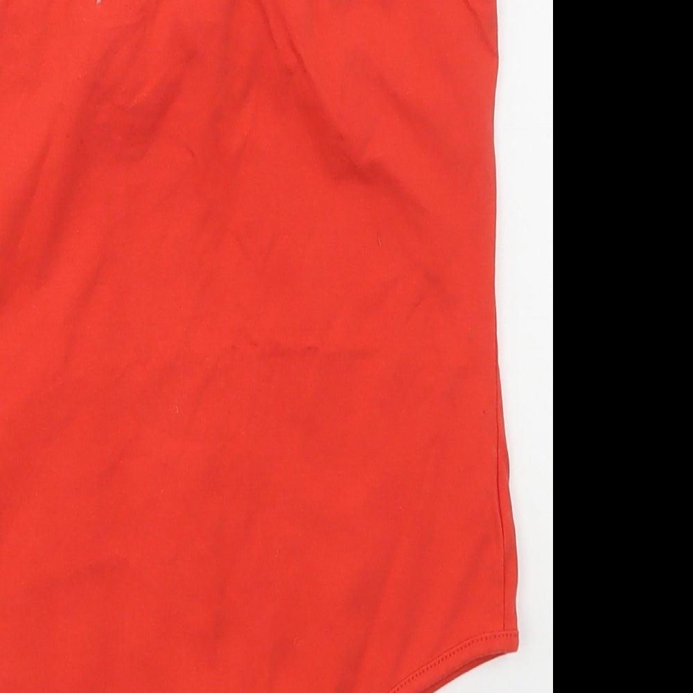 Atmosphere Womens Red  Cotton Bodysuit One-Piece Size 8  Button