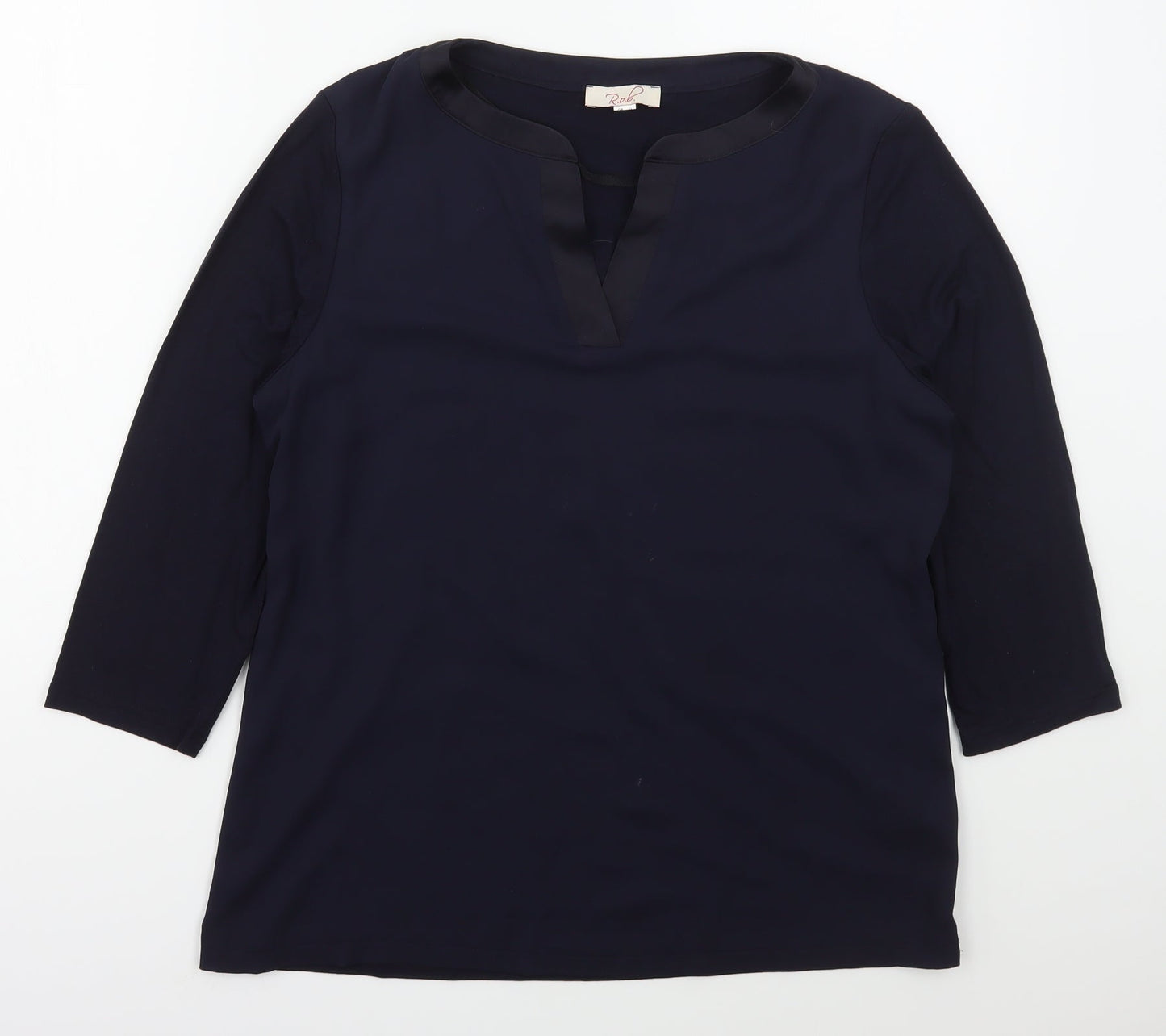 Rob Womens Blue  Viscose Basic Blouse Size 12 V-Neck
