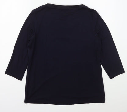 Rob Womens Blue  Viscose Basic Blouse Size 12 V-Neck