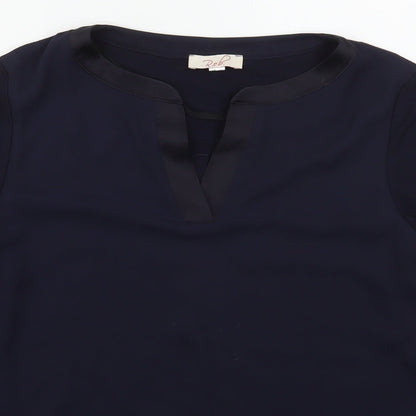 Rob Womens Blue  Viscose Basic Blouse Size 12 V-Neck