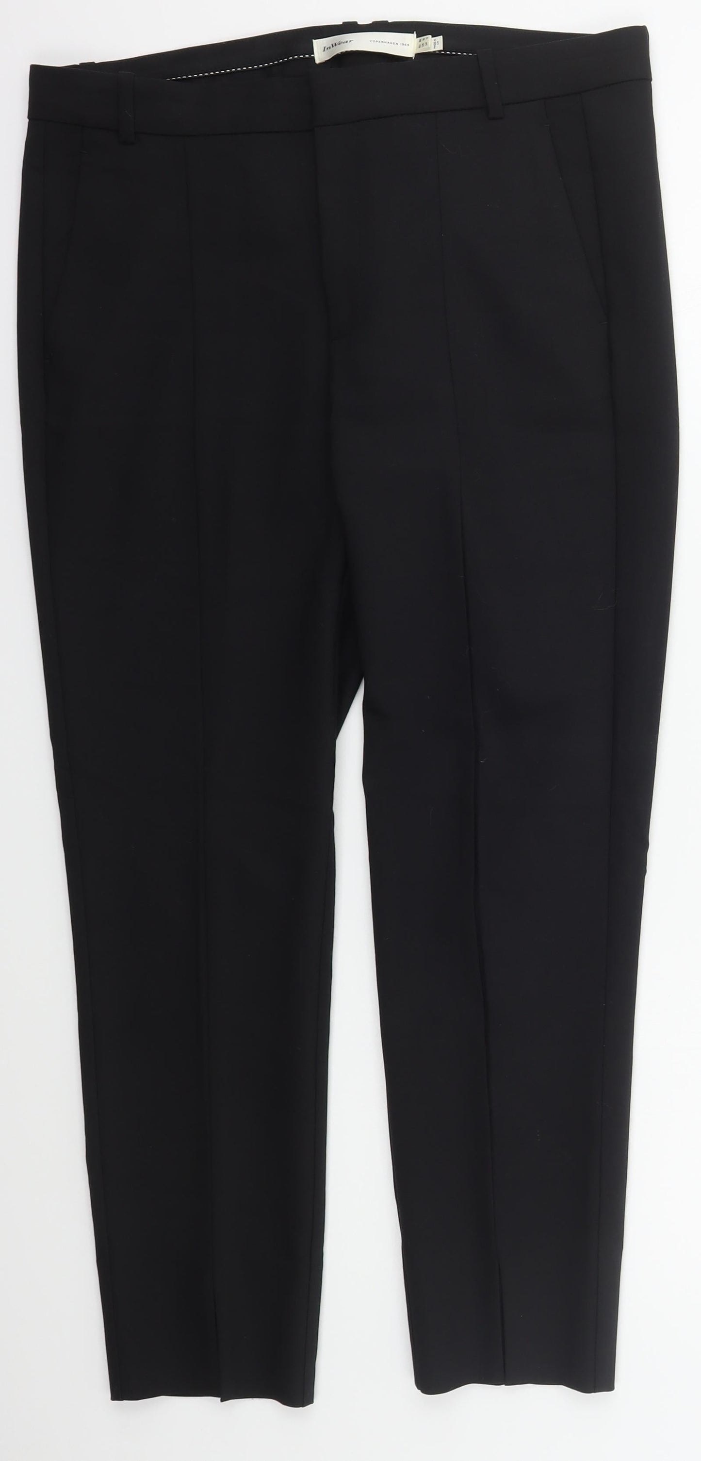 Inwear Womens Black  Cotton Trousers  Size 12 L25 in Regular Hook & Eye