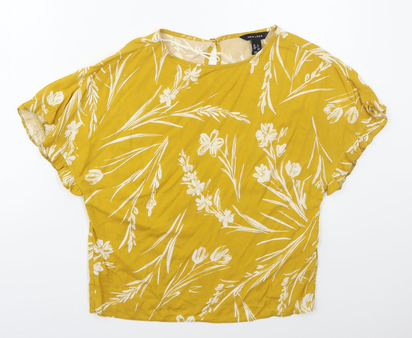 Womens UK Size 6 New Look Yellow Basic T-Shirt