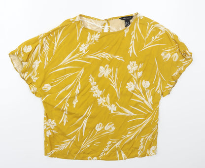 Womens UK Size 6 New Look Yellow Basic T-Shirt