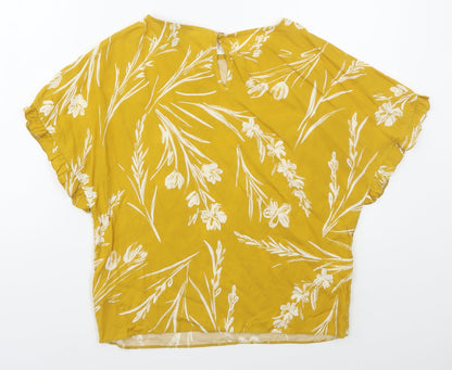 Womens UK Size 6 New Look Yellow Basic T-Shirt