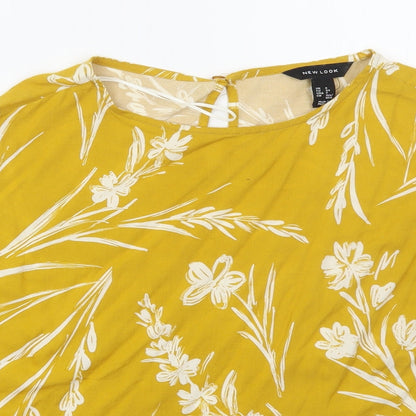 Womens UK Size 6 New Look Yellow Basic T-Shirt