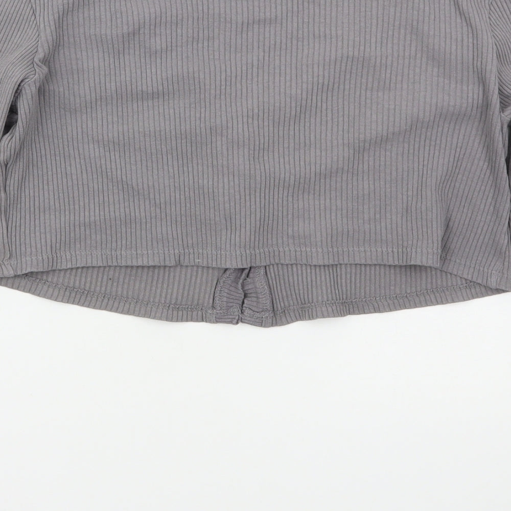 Boohoo Womens Grey V-Neck  Cotton Cardigan Jumper Size 12