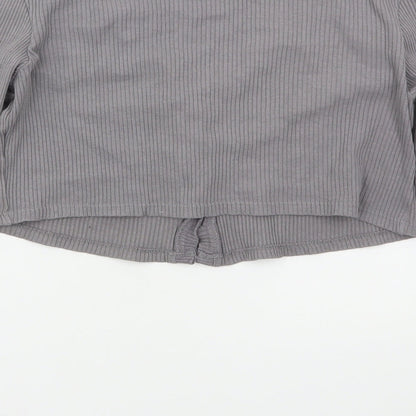 Boohoo Womens Grey V-Neck  Cotton Cardigan Jumper Size 12