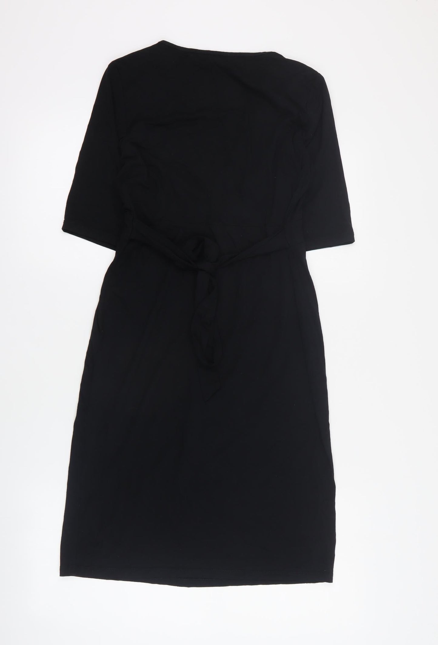 Dorothy Perkins Womens Black  Viscose Mini  Size 10  V-Neck Tie