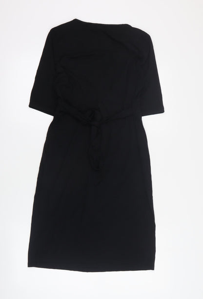 Dorothy Perkins Womens Black  Viscose Mini  Size 10  V-Neck Tie