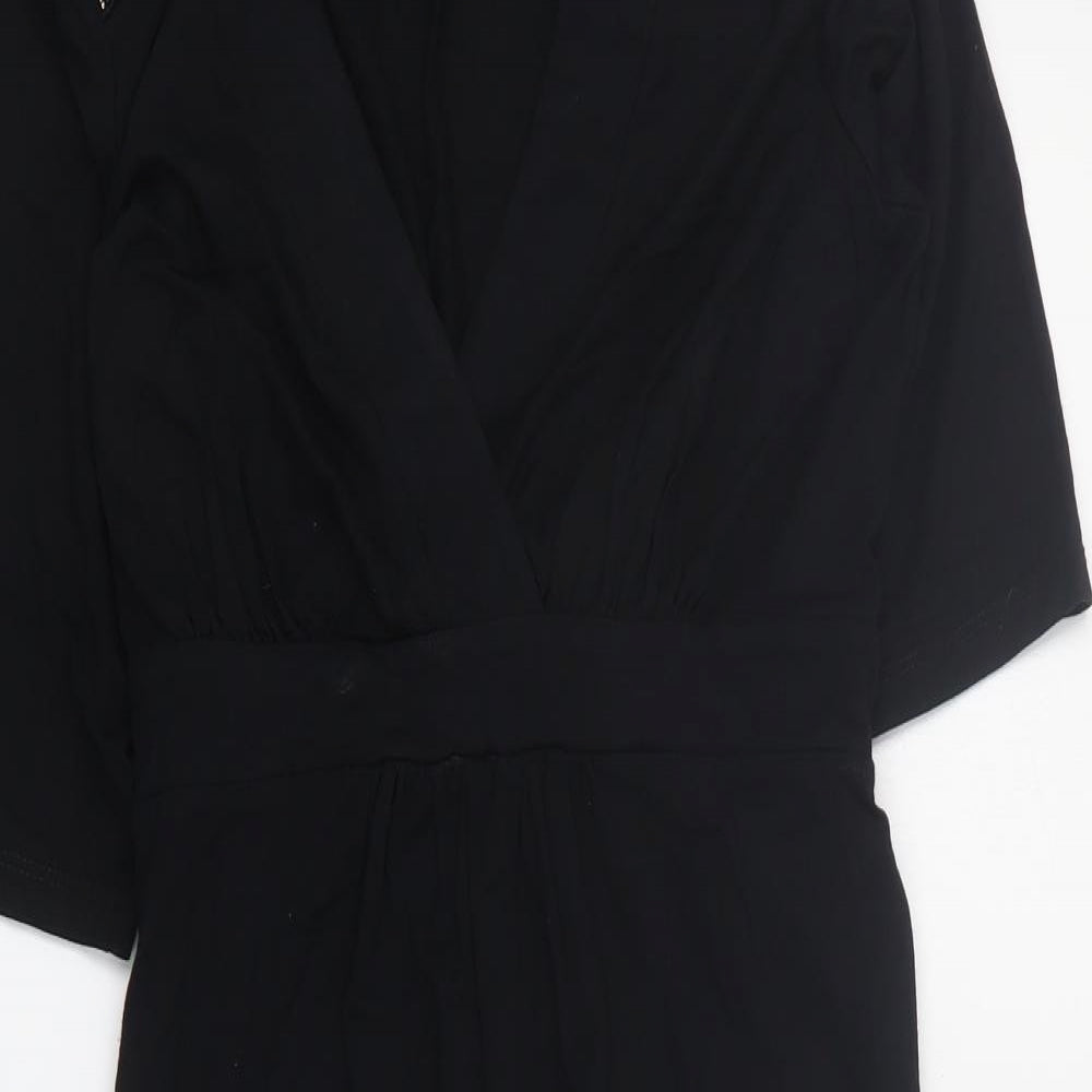 Dorothy Perkins Womens Black  Viscose Mini  Size 10  V-Neck Tie