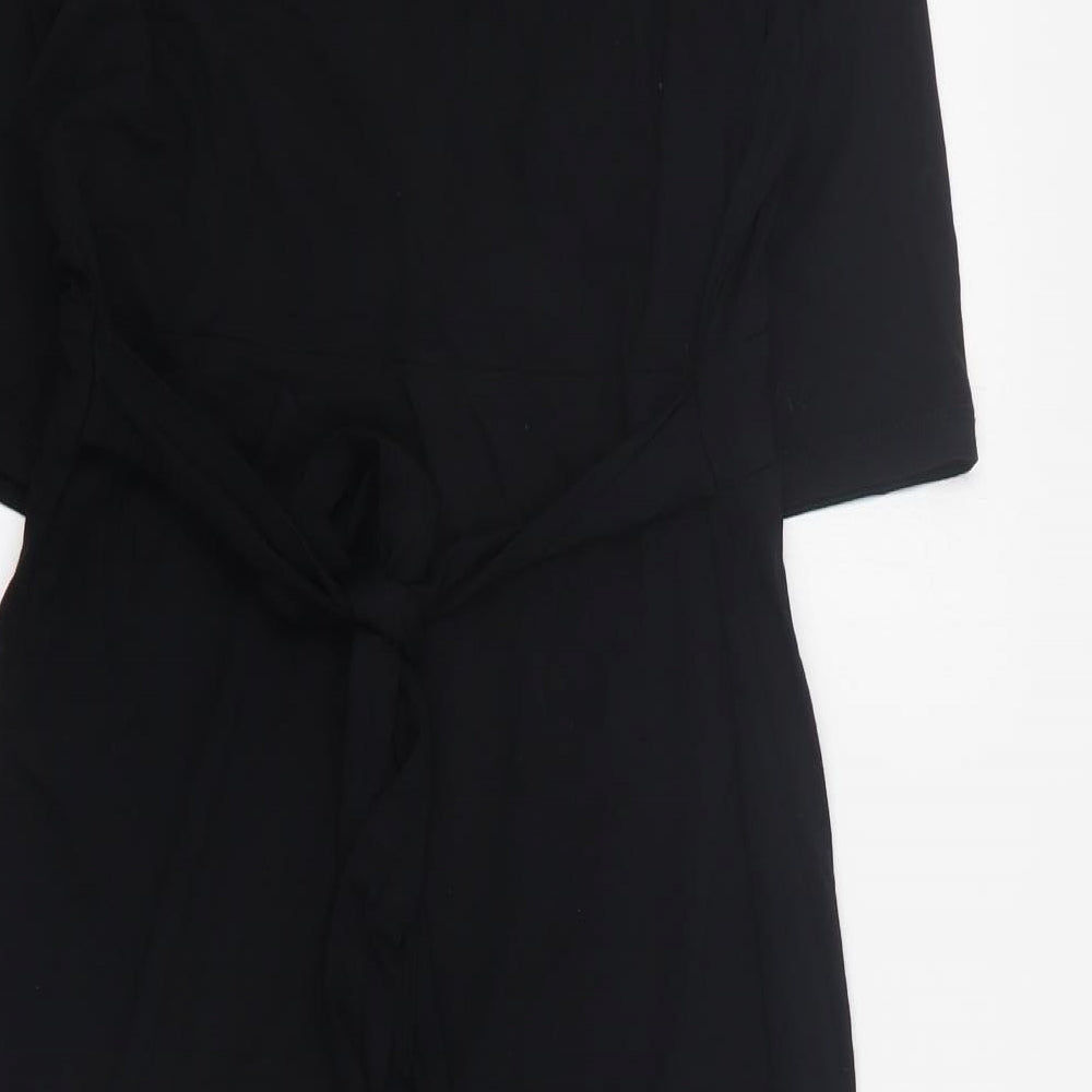 Dorothy Perkins Womens Black  Viscose Mini  Size 10  V-Neck Tie