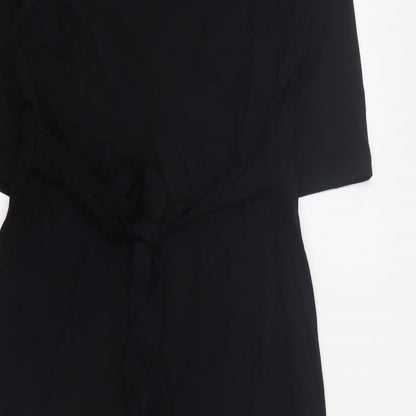 Dorothy Perkins Womens Black  Viscose Mini  Size 10  V-Neck Tie