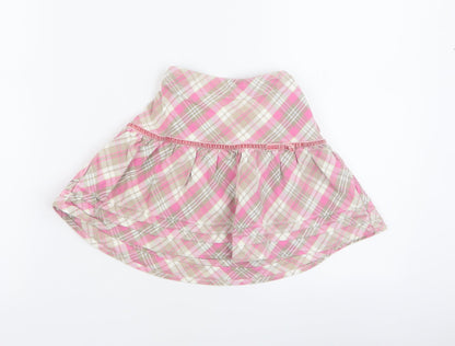 Cherokee Girls Pink Plaid 100% Cotton A-Line Skirt Size 3-4 Years  Regular Zip