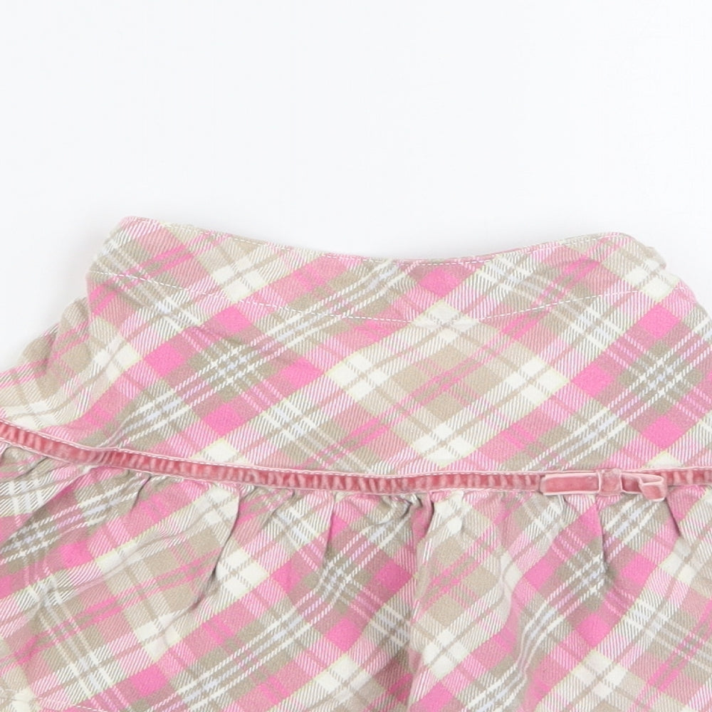 Cherokee Girls Pink Plaid 100% Cotton A-Line Skirt Size 3-4 Years  Regular Zip